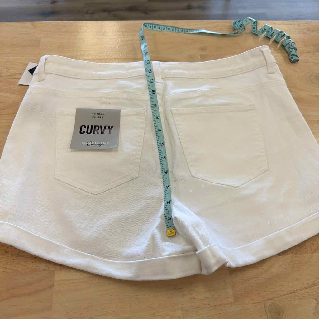 Celebrity pink Women Size 15  White New Shorts  High-Rise Curvy Denim Shorts