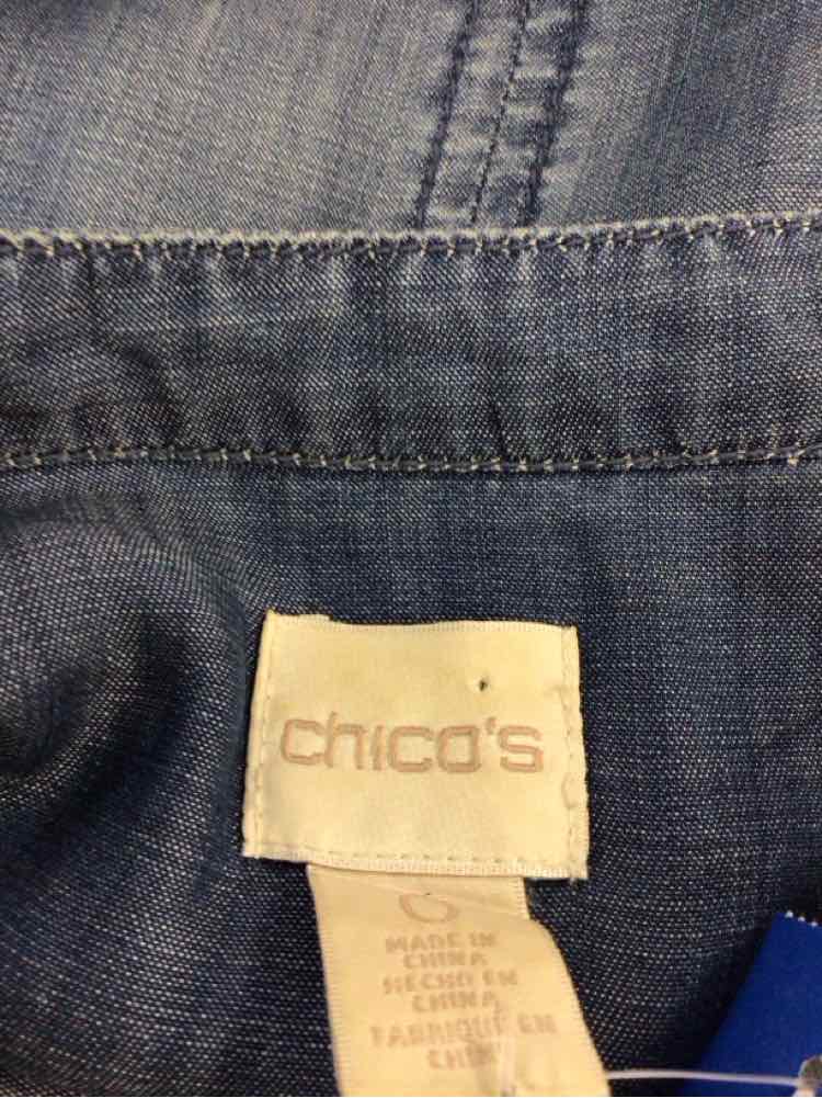 Chico's Size 0 Blue Preloved Blouse LS