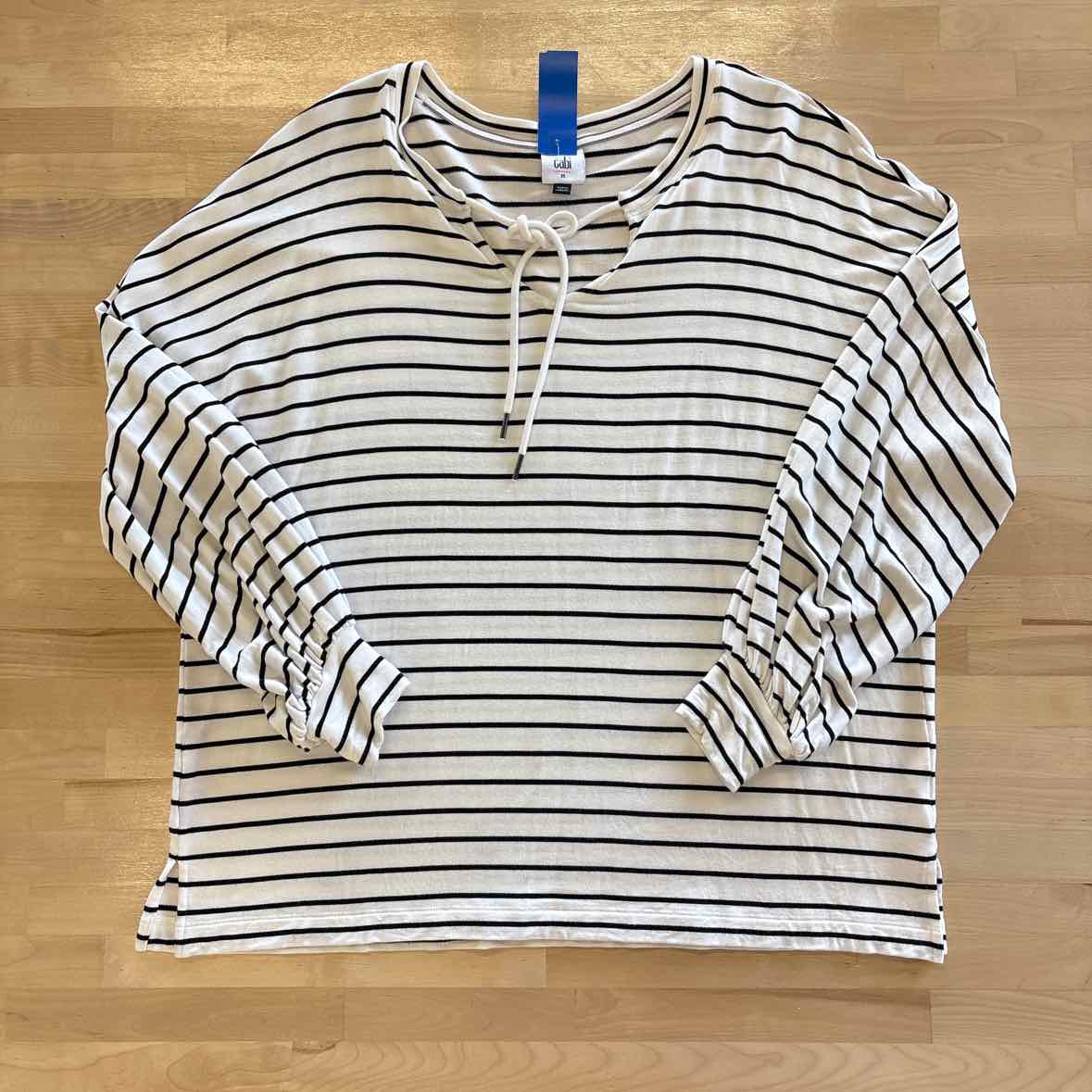 Cabi Size L White & Black Long Sleeve