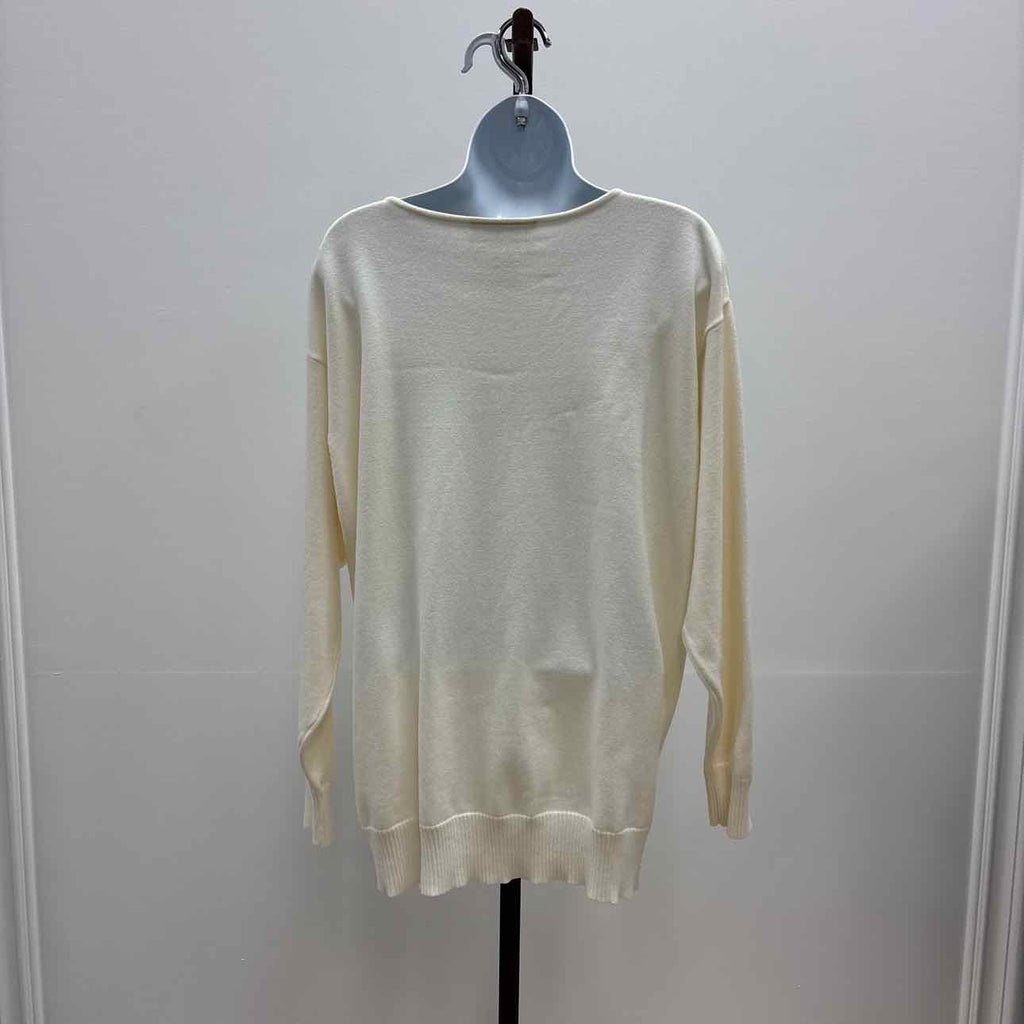 Bob Mackie Size L White Cotton Acrylic Preloved Sweater