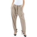 Aqua Size L Taupe High Rise Smocked Stretch Paperbag Pants NWT
