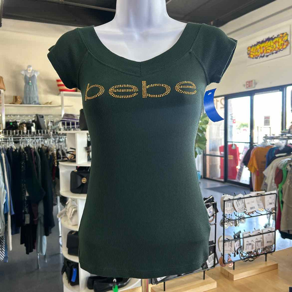 Bebe Size S Green Preloved T-Shirt SS