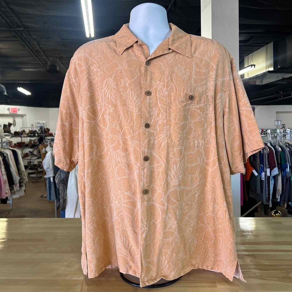 Banana Cabana Size M Peach Preloved MENS Button Down Shirt