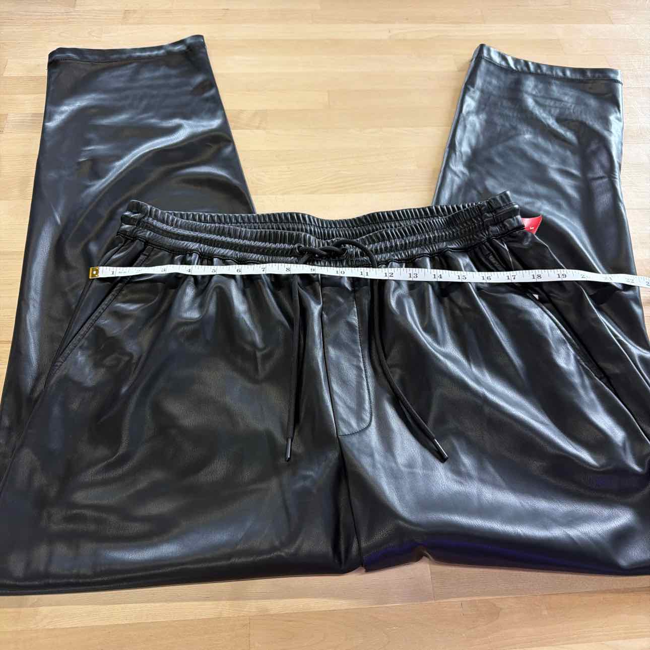 Mode of One Men's Relaxed-Fit Faux-Leather Pull-on Pants - Deep Black