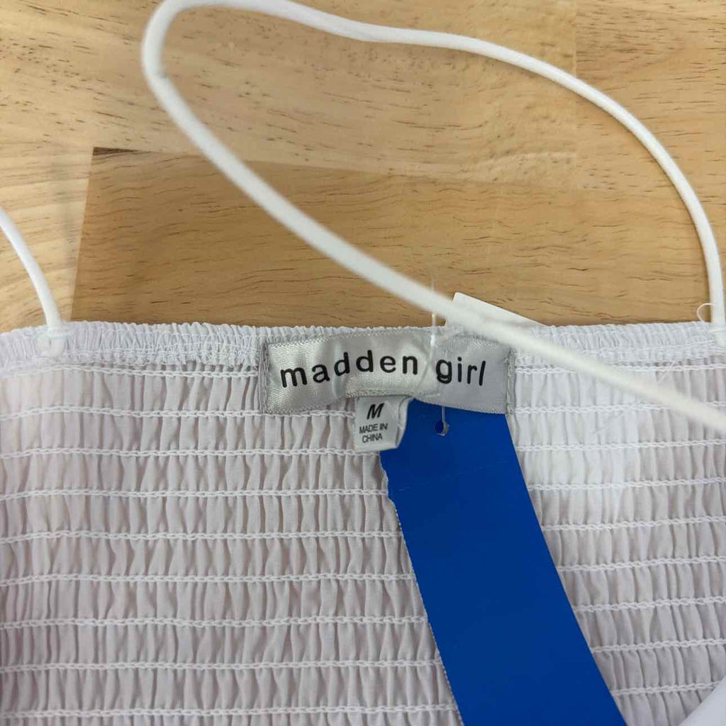 Madden Girl Size M Poplin Bubble Tank Top - Bright White