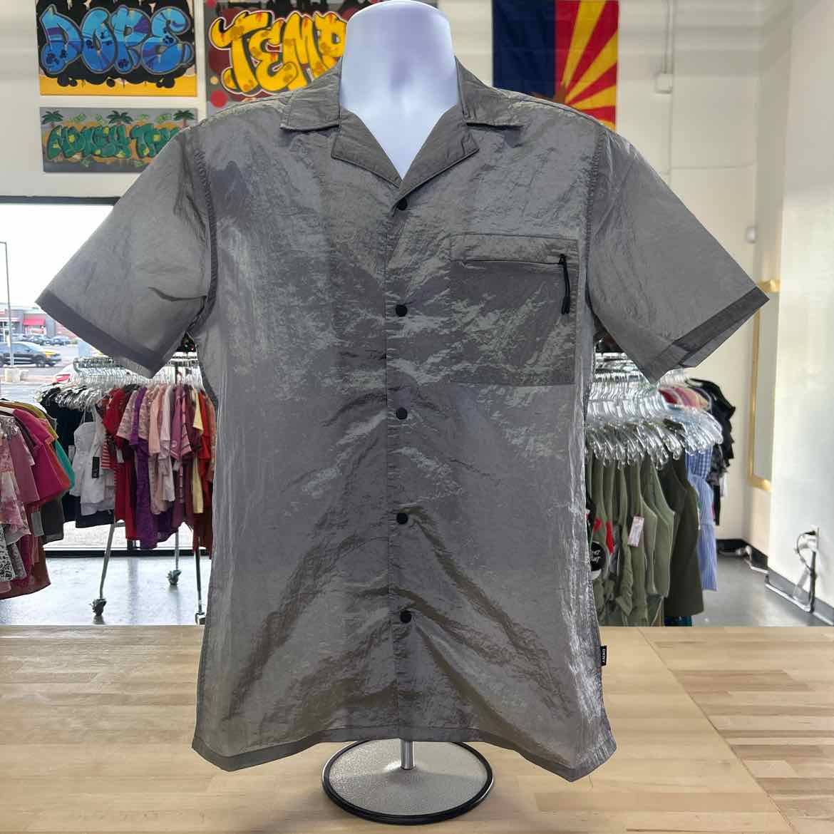 DKNY Size S Silver New MENS Button Down Shirt