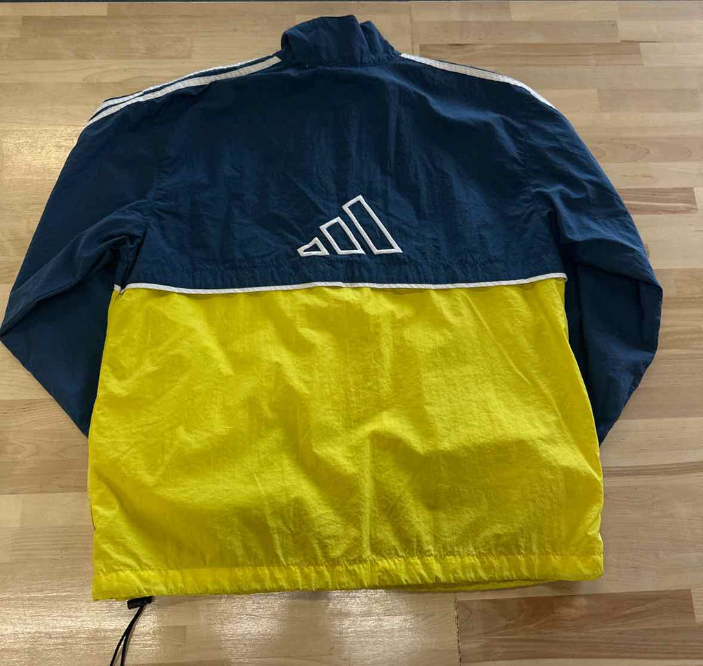 Adidas Size L Blue/Yellow Athletic Jacket