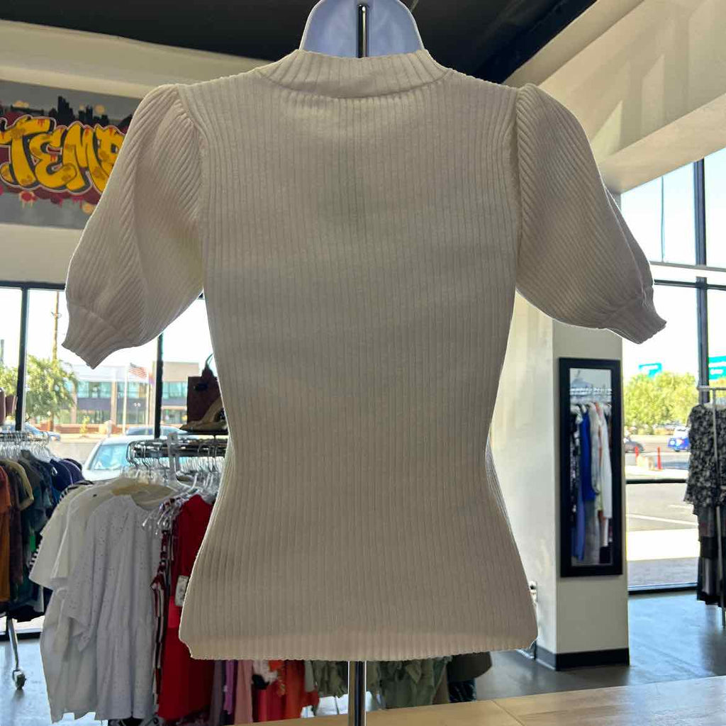 Worthington Size PS White Ribbed Preloved Blouse SS
