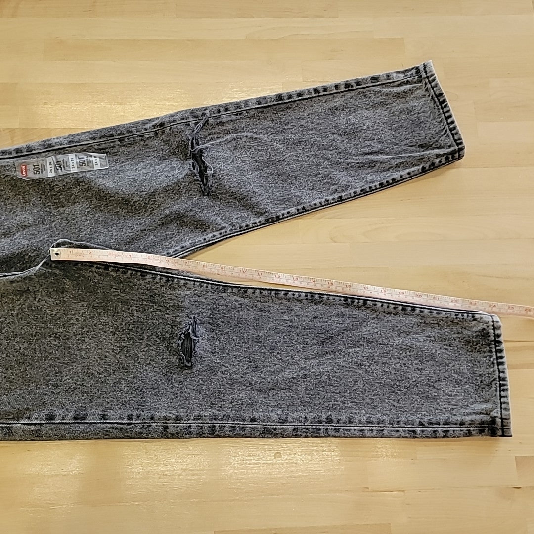 Levi's Size 24 Gray 501 Cropped Straight-Leg High Rise Jeans - Sophisticated