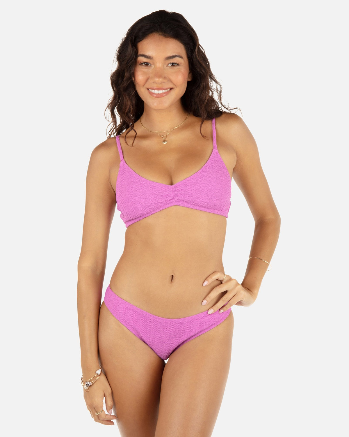 Hurley Size M Wave Scrunch Bralette Bikini Top - Orchid