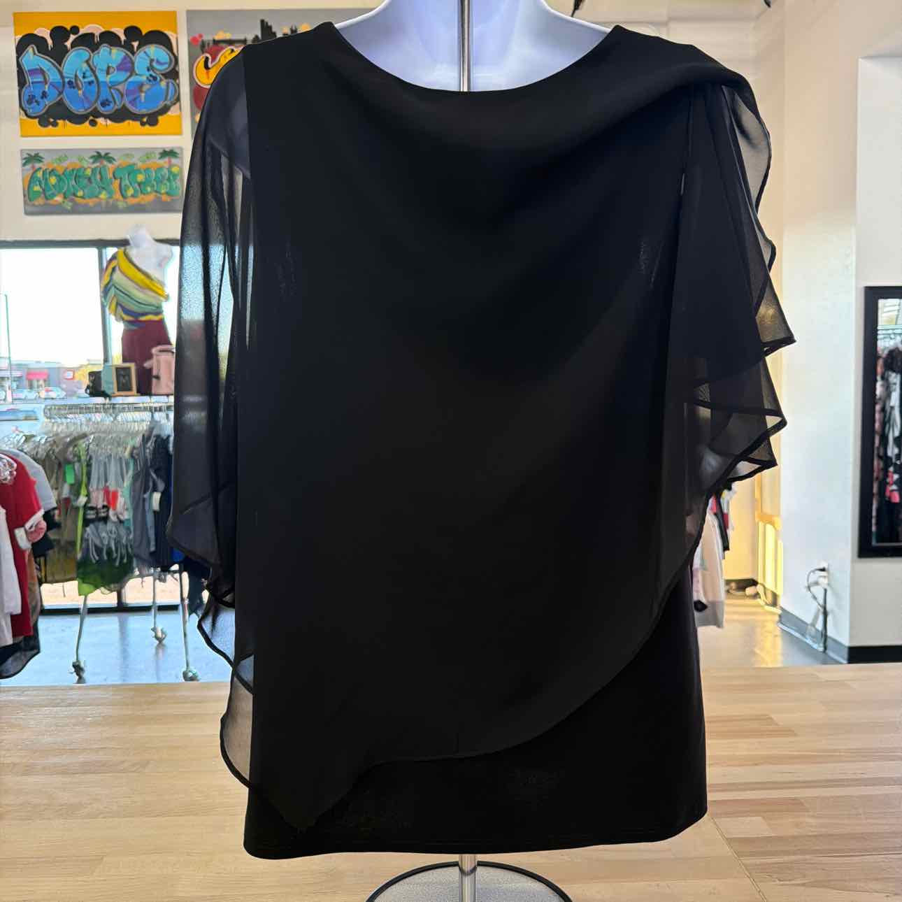 Msk Women's Beaded Overlay Split-Sleeve Top - Black