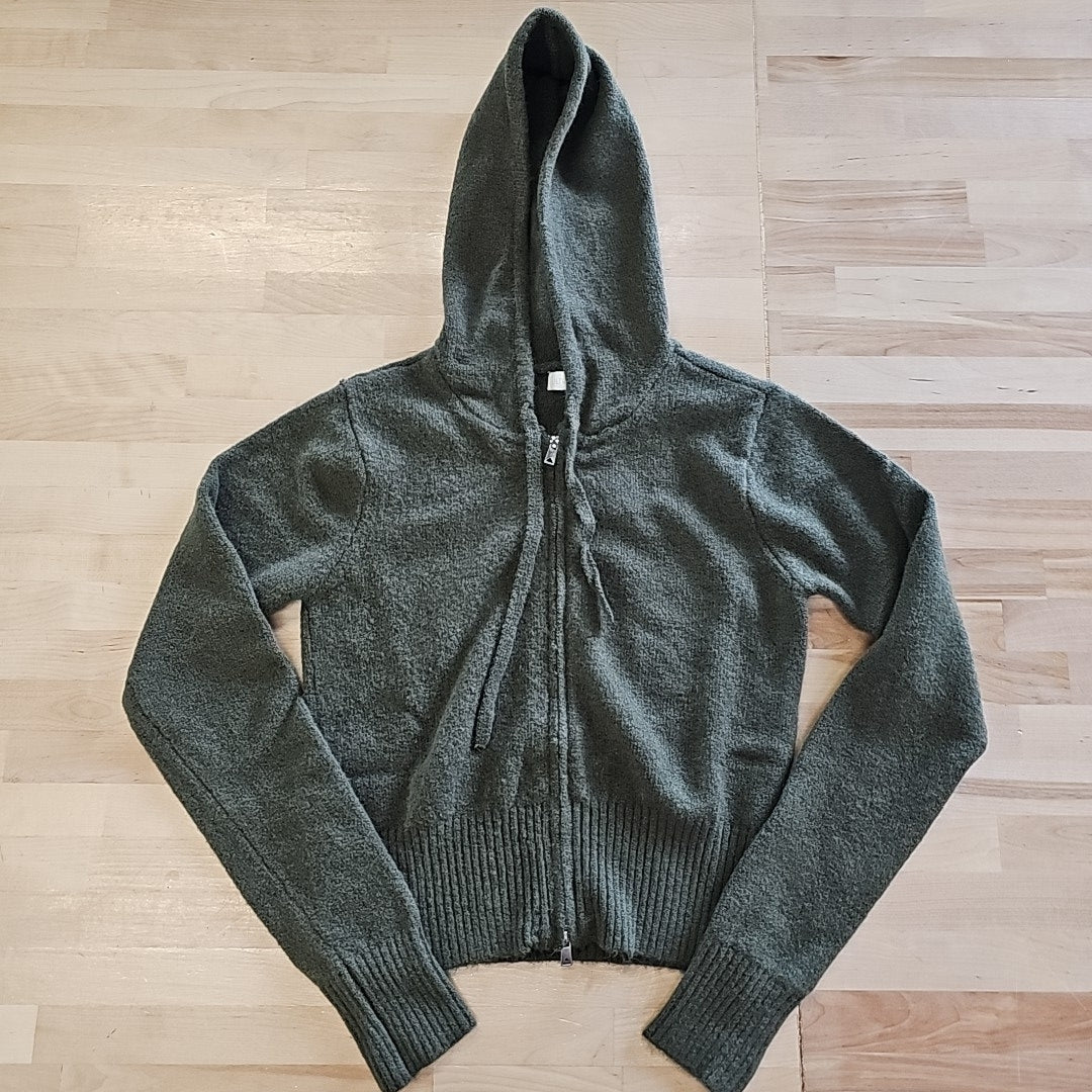 Ultra Flirt Juniors' Full-Zip Hoodie Sweater - Ivy Green