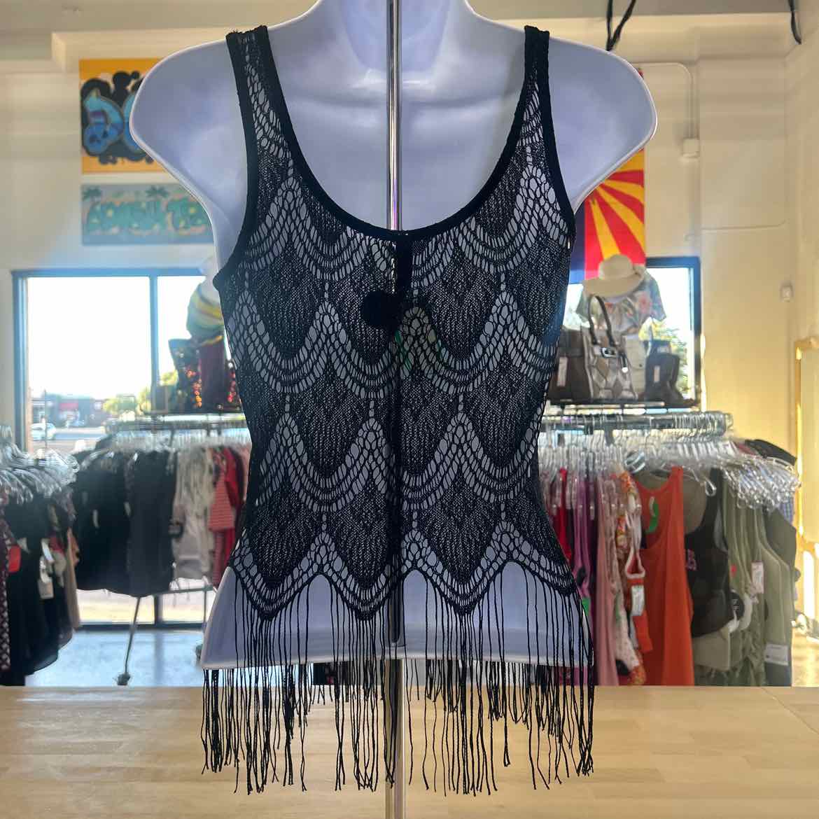 Full Tilt Size M Black Mesh Preloved Coverup