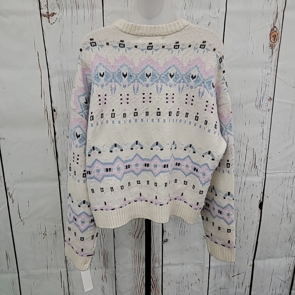 Sugar Moon Size L Nyc Alliance Fair Isle Sweater - Ivory NWT