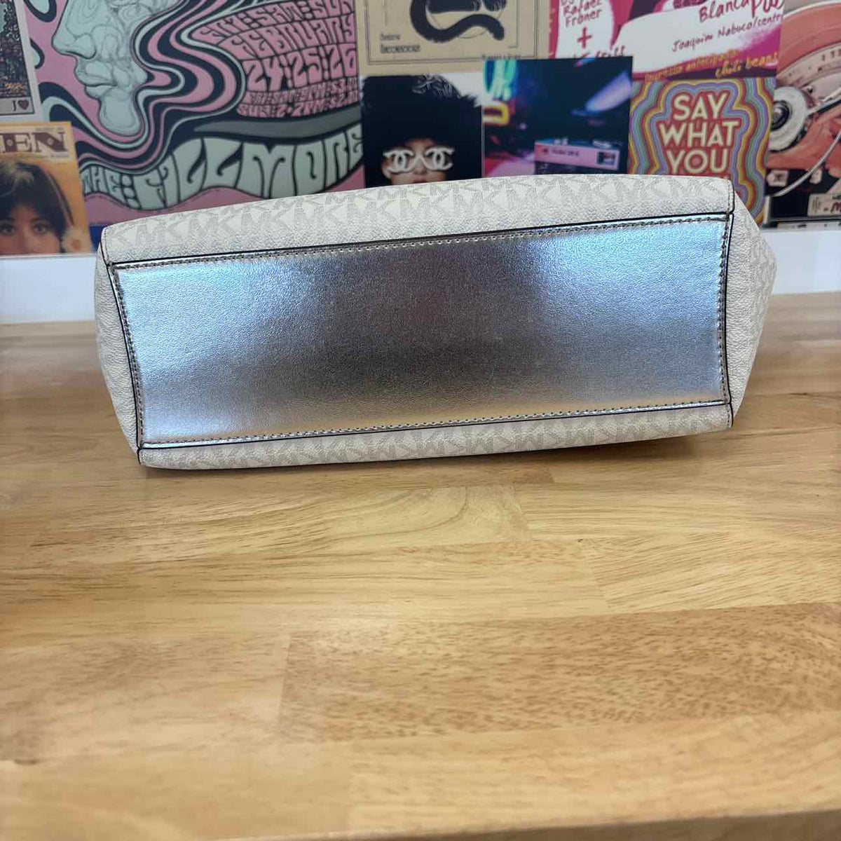 Michael Kors White/Silver Totes
