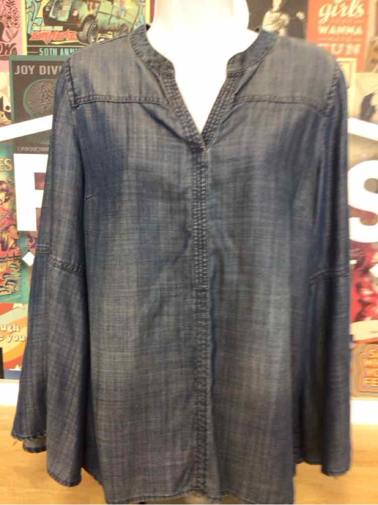 Chico's Size 0 Blue Preloved Blouse LS