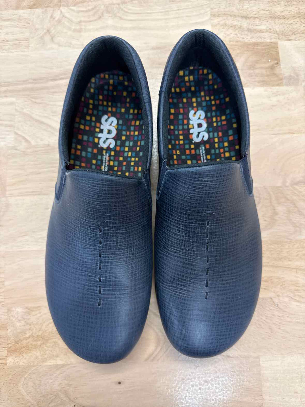 SAS Viva Size 8.5 WW Blue Leather NWOT Slip On