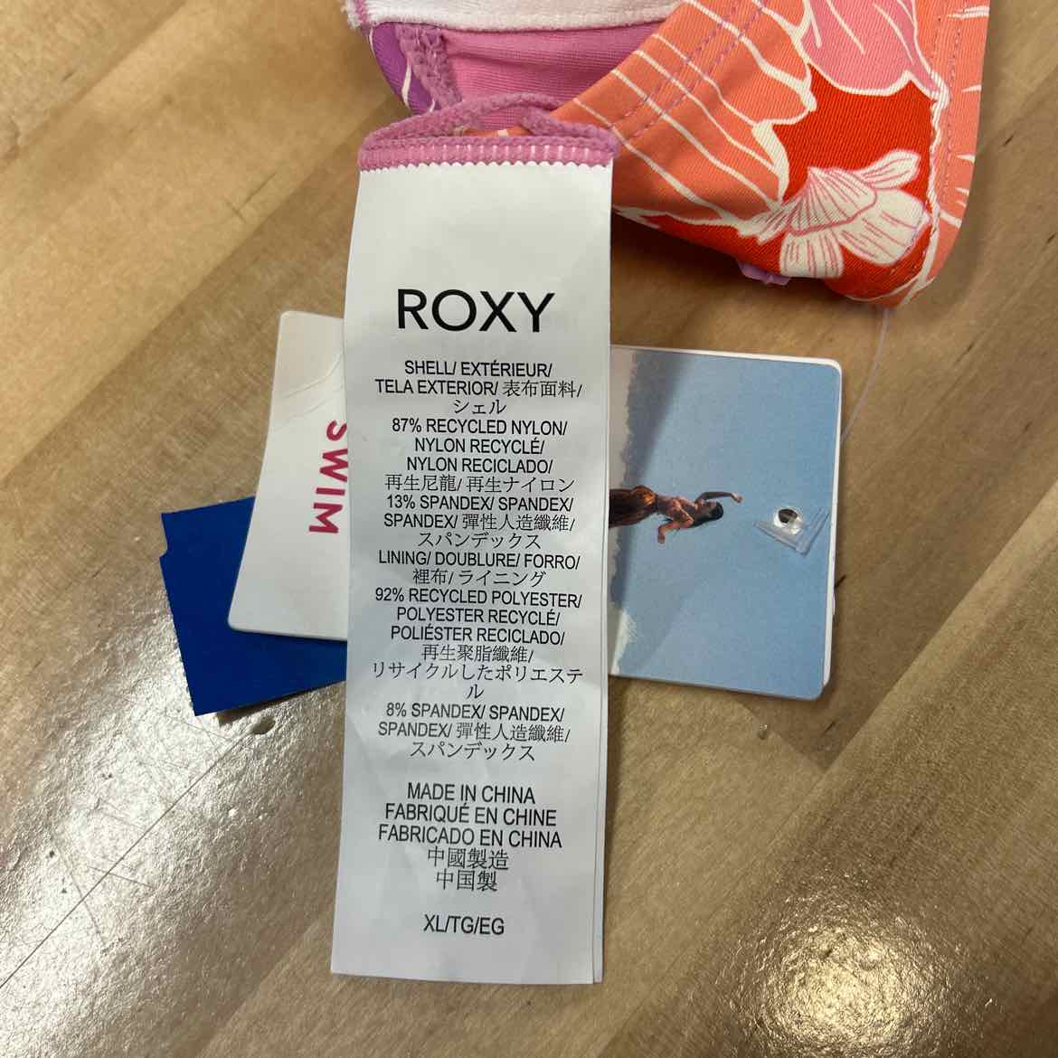 Roxy Size XL Ruched Swim Bikini Top
