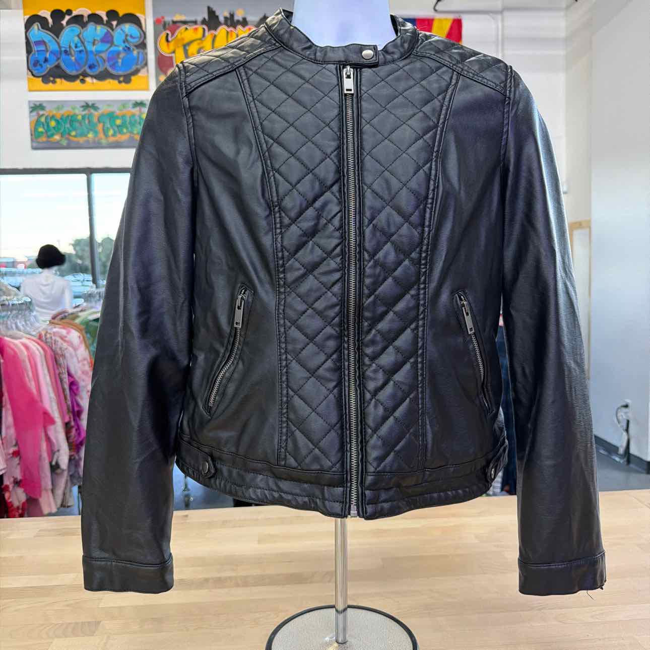 Miss Selfie Size L Black Leather Used Jacket