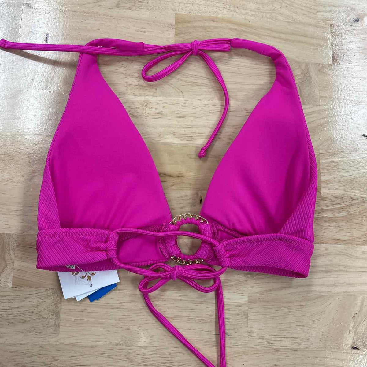 becca Size M Virtue Monte Carlo Mira Rib Halter Bikini Top