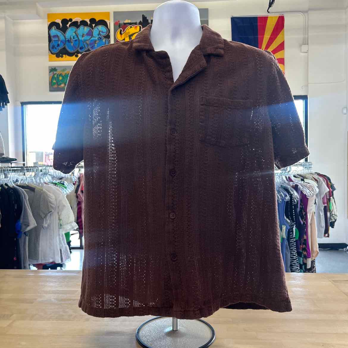 Cotton On Size M Brown Preloved MENS Button Down Shirt