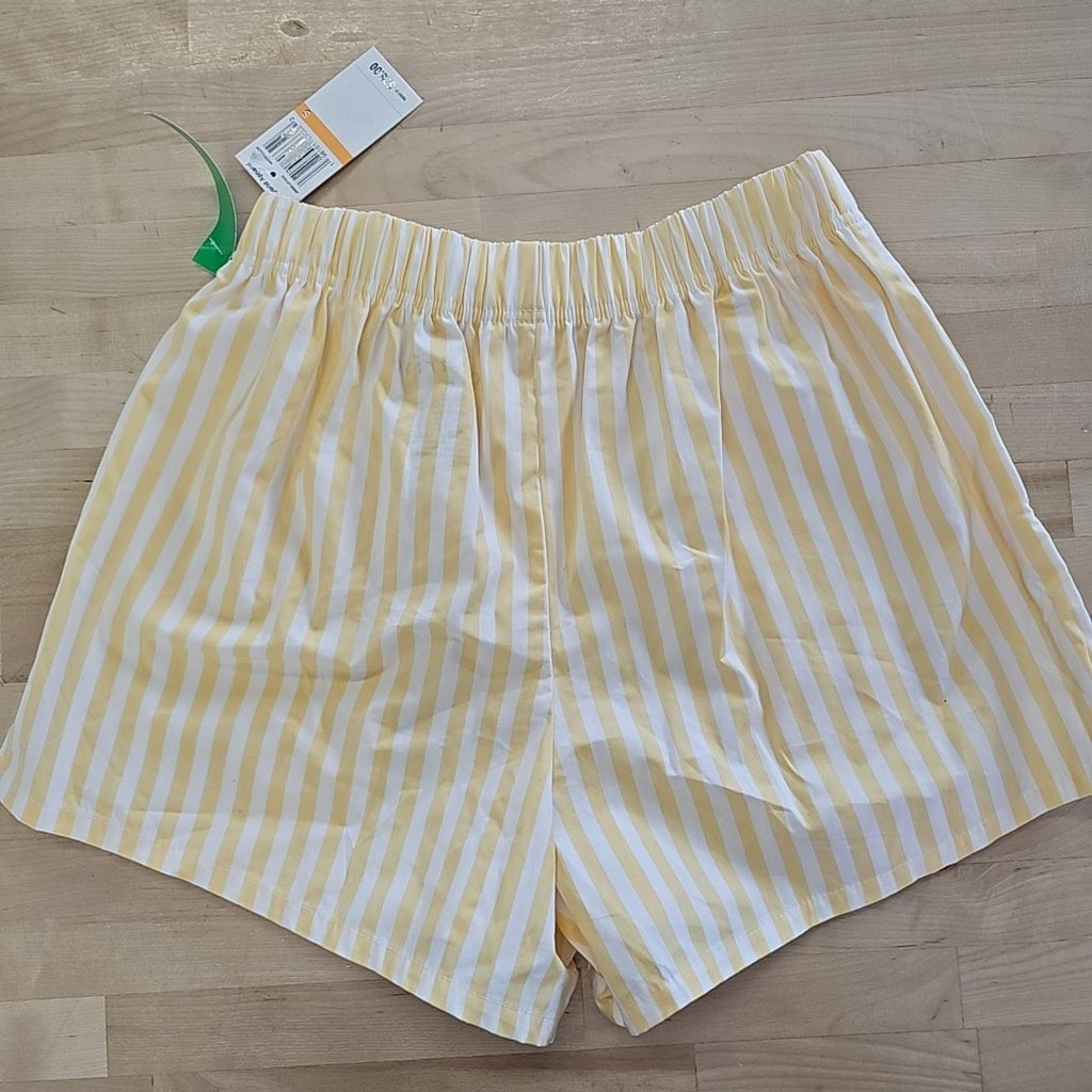 Love Tribe Juniors' Striped Cotton Boxer Shorts - White/Yellow - S