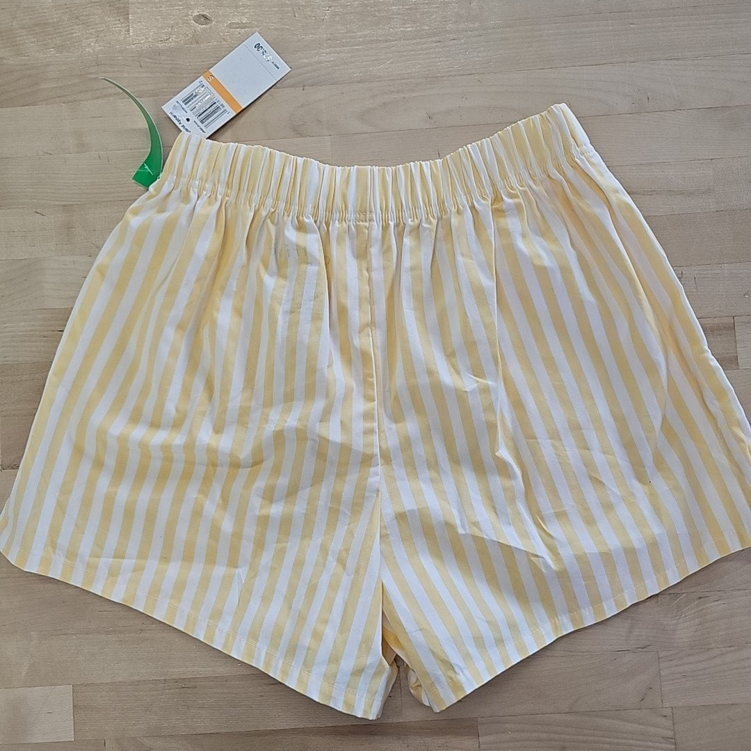 Love Tribe Juniors' Striped Cotton Boxer Shorts - White/Yellow - S