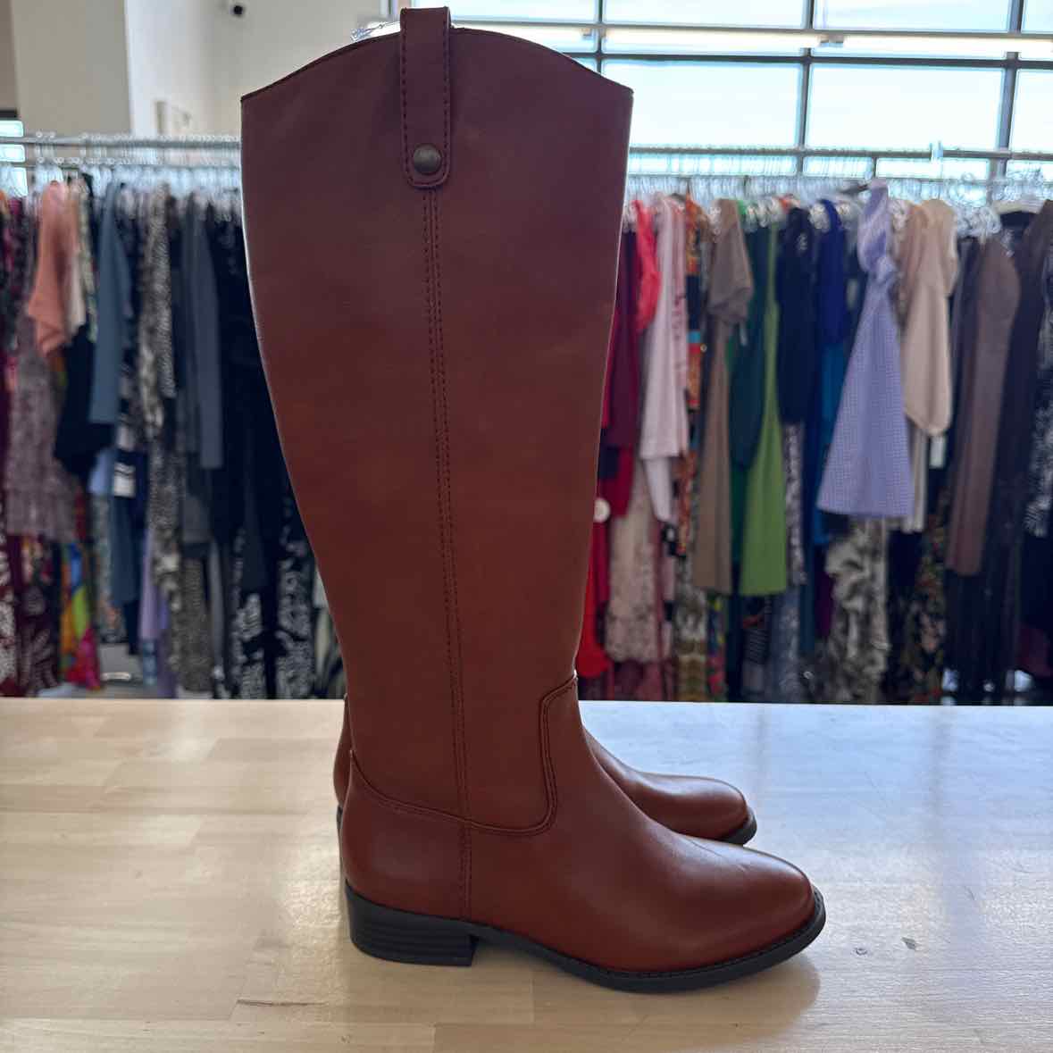 INC Size 7  Rust Leather Boots Inc Womens Brown Goring Fawne