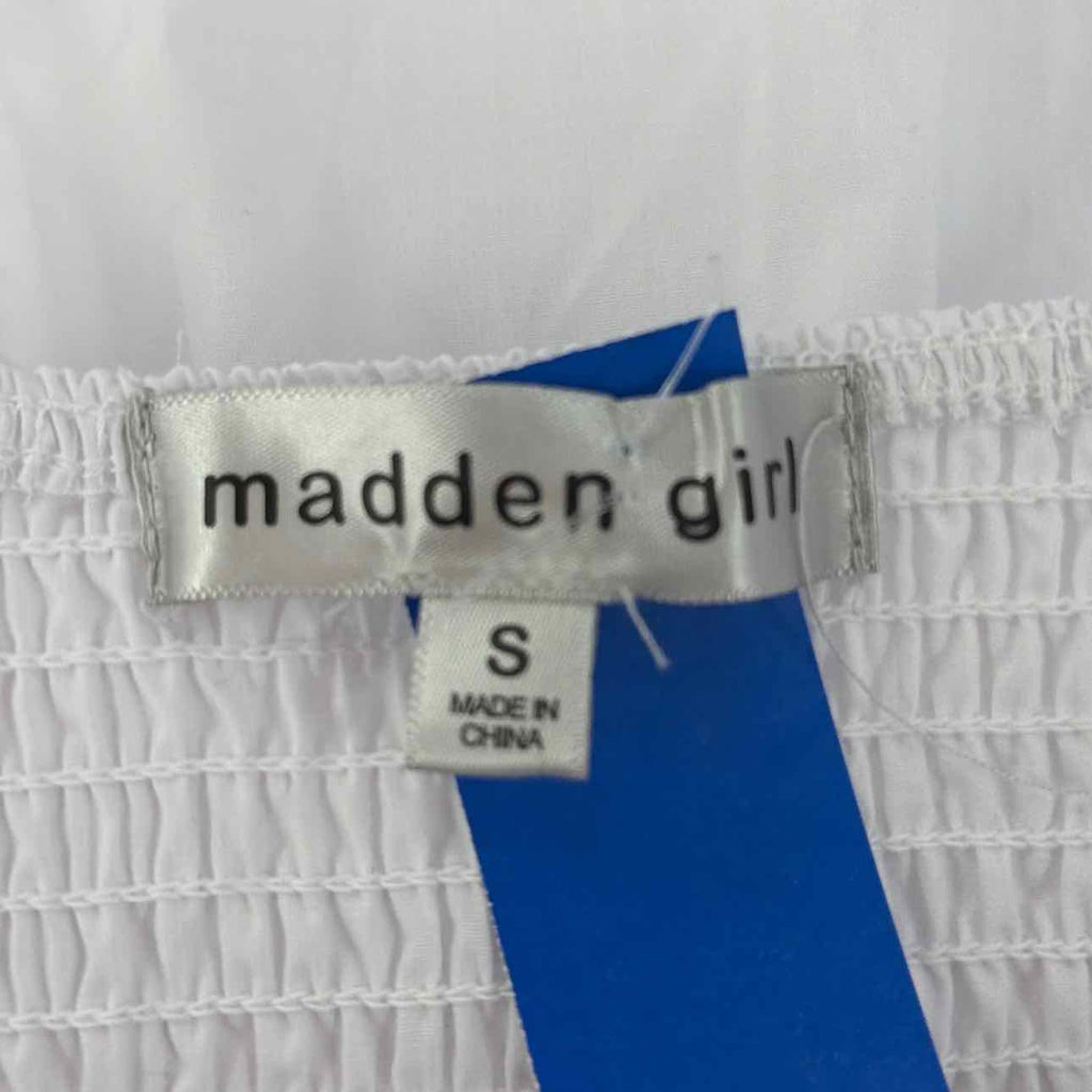 Madden Girl Size S Poplin Bubble Tank Top - Bright White