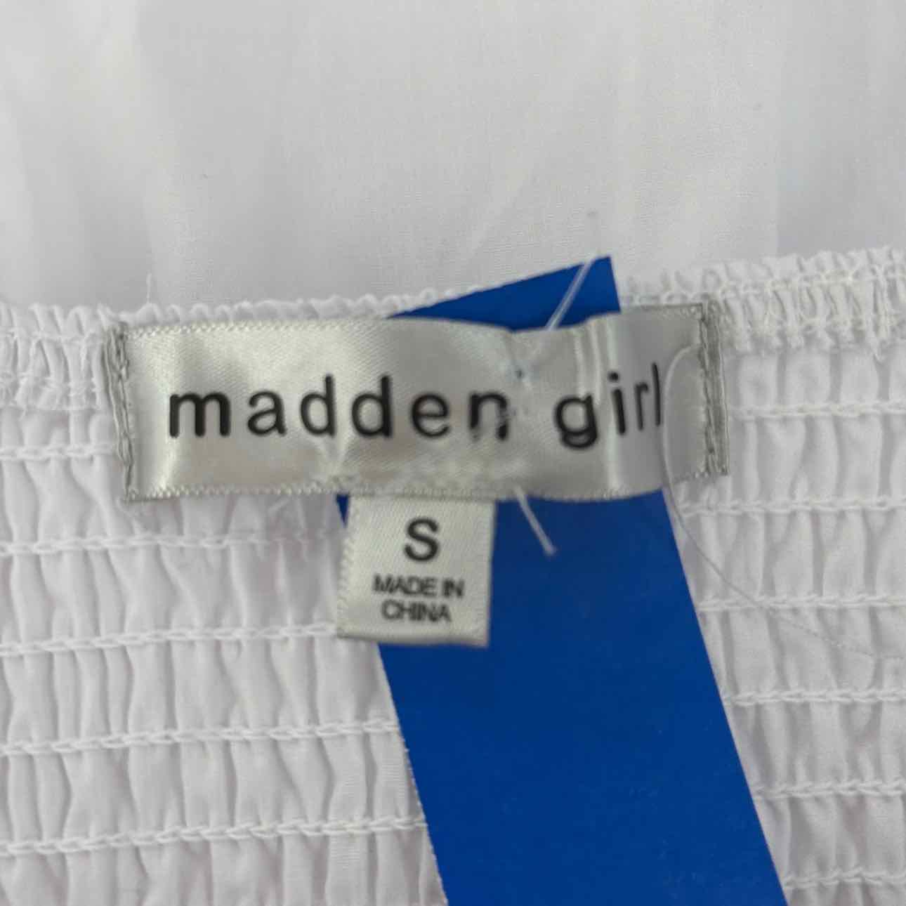 Madden Girl Size S Poplin Bubble Tank Top - Bright White