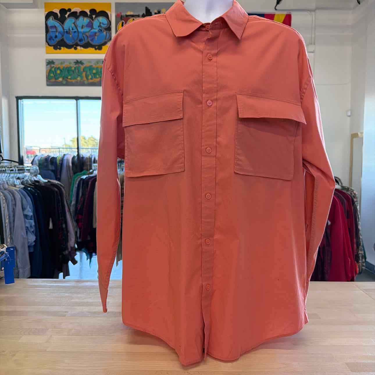 Mode of One Men's Long-Sleeve Button-Front Utility Shirt