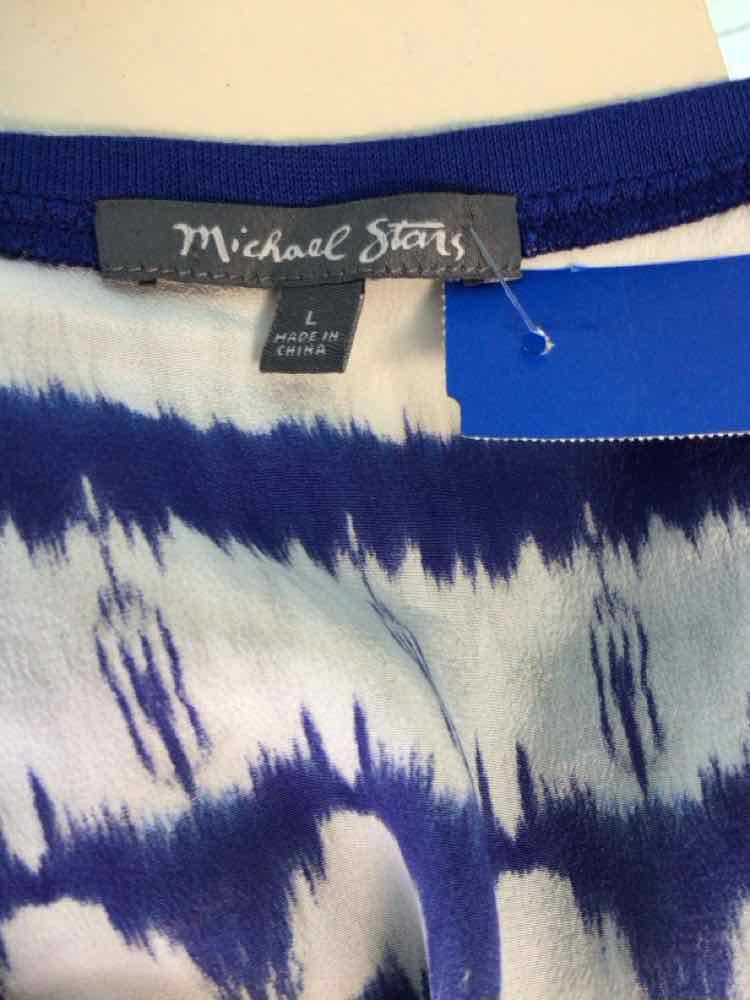 Michael Stars Size L Blue & White Sleeveless