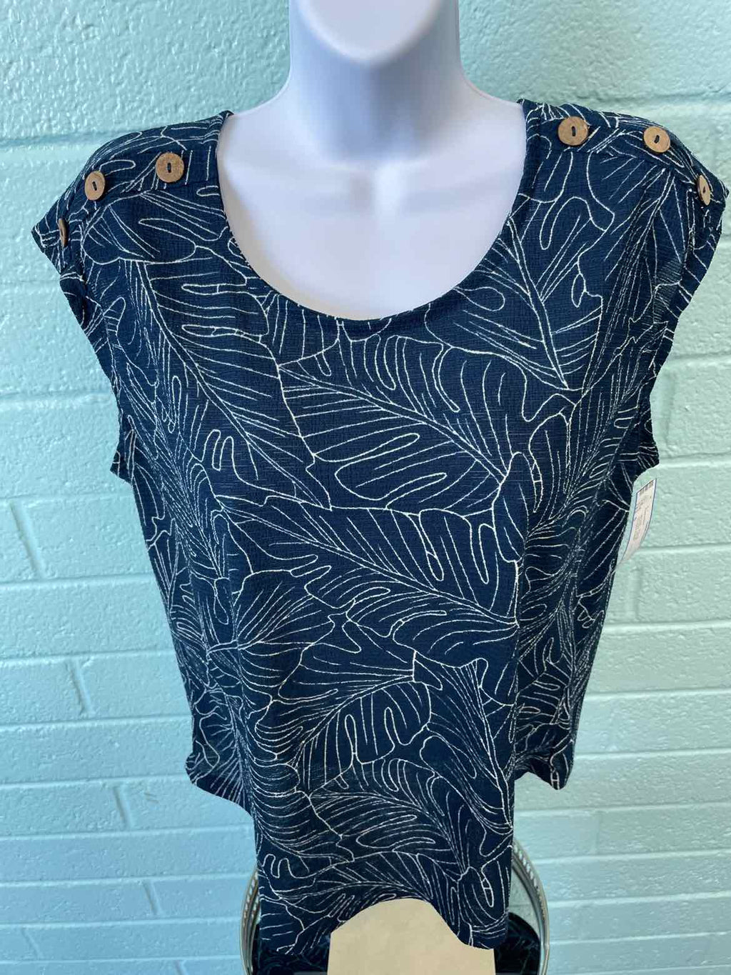 Joie de vivre Size S Blue & Beige Print Sleeveless