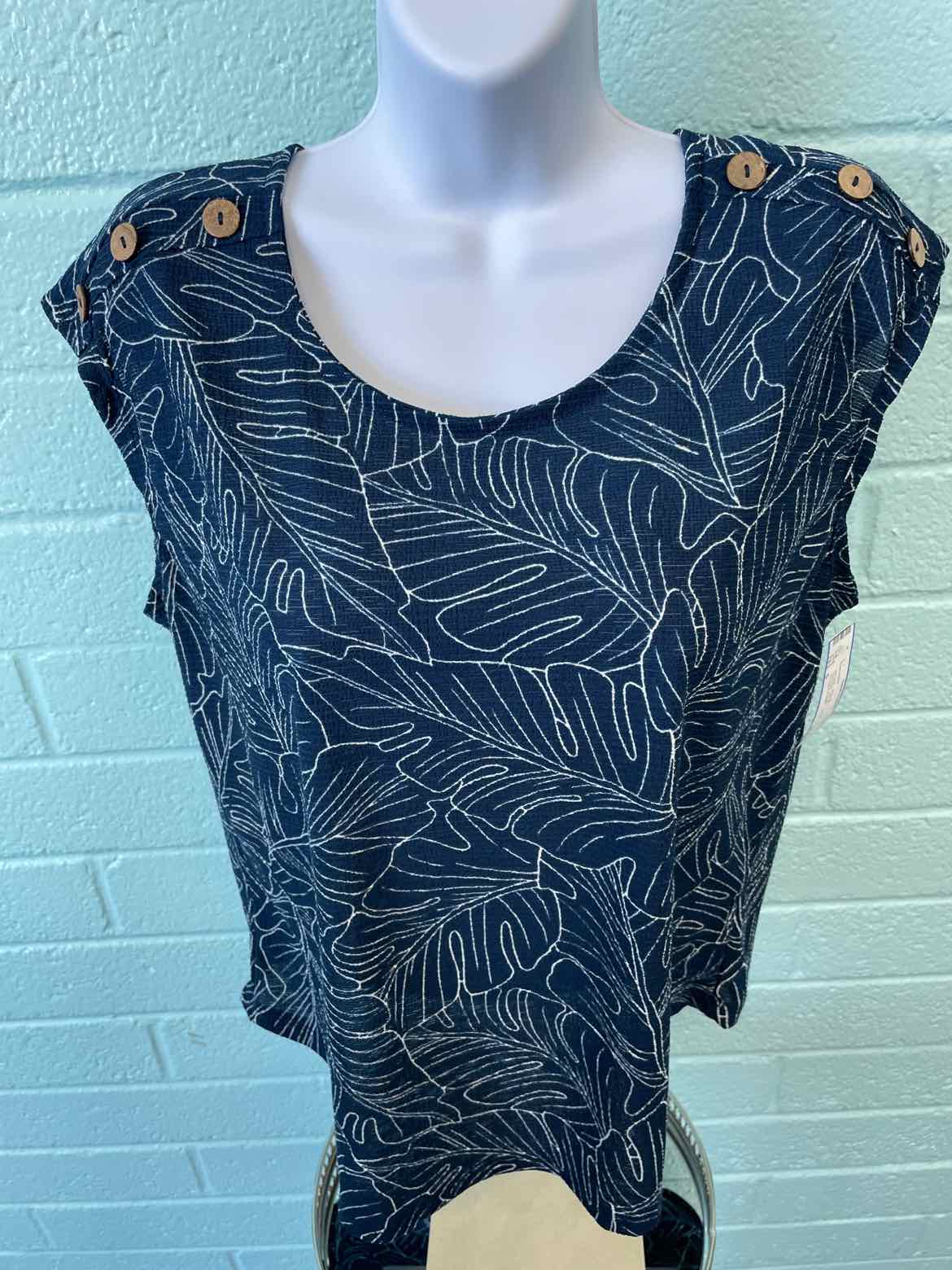 Joie de vivre Size S Blue & Beige Print Sleeveless