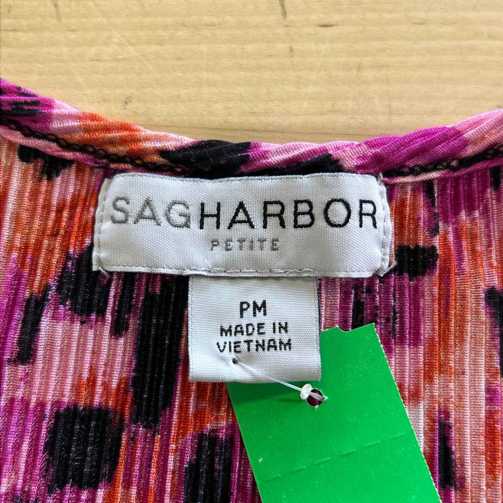 Sag Harbor Size PM Pink Orange Polyester Preloved Blouse SS