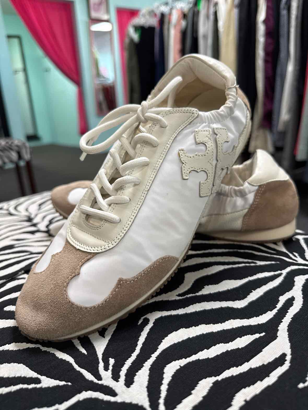 Tory Burch Size 10 Tan/white Sneakers
