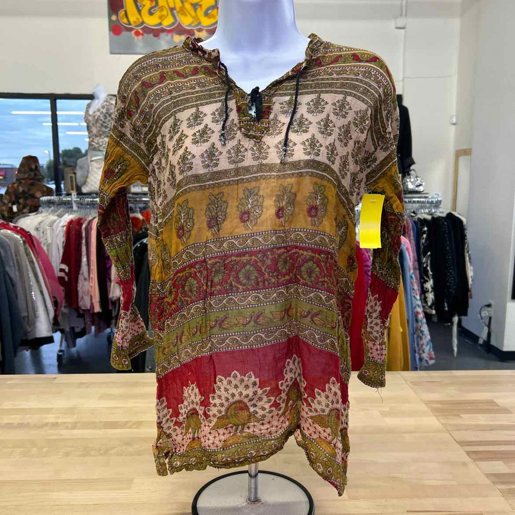 Size M Green/Yellow Cotton Blouse
