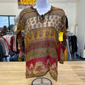 Size M Green/Yellow Cotton Blouse