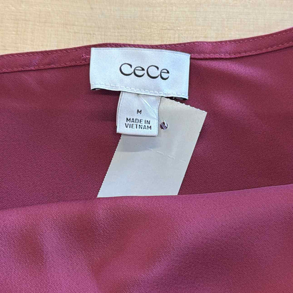 CeCe Size M Burgandy Satin New Blouse