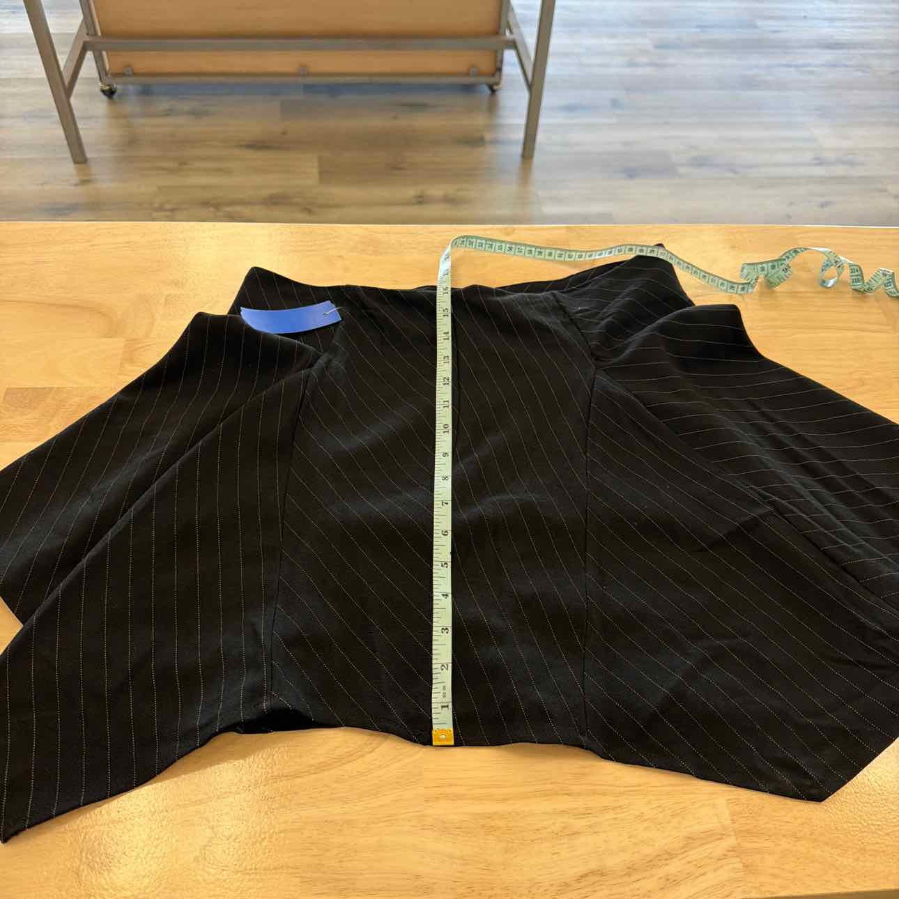 ultra flirt Size XL Asymmetric-Pleat Side-Zip Skirt - Black Pinstripe