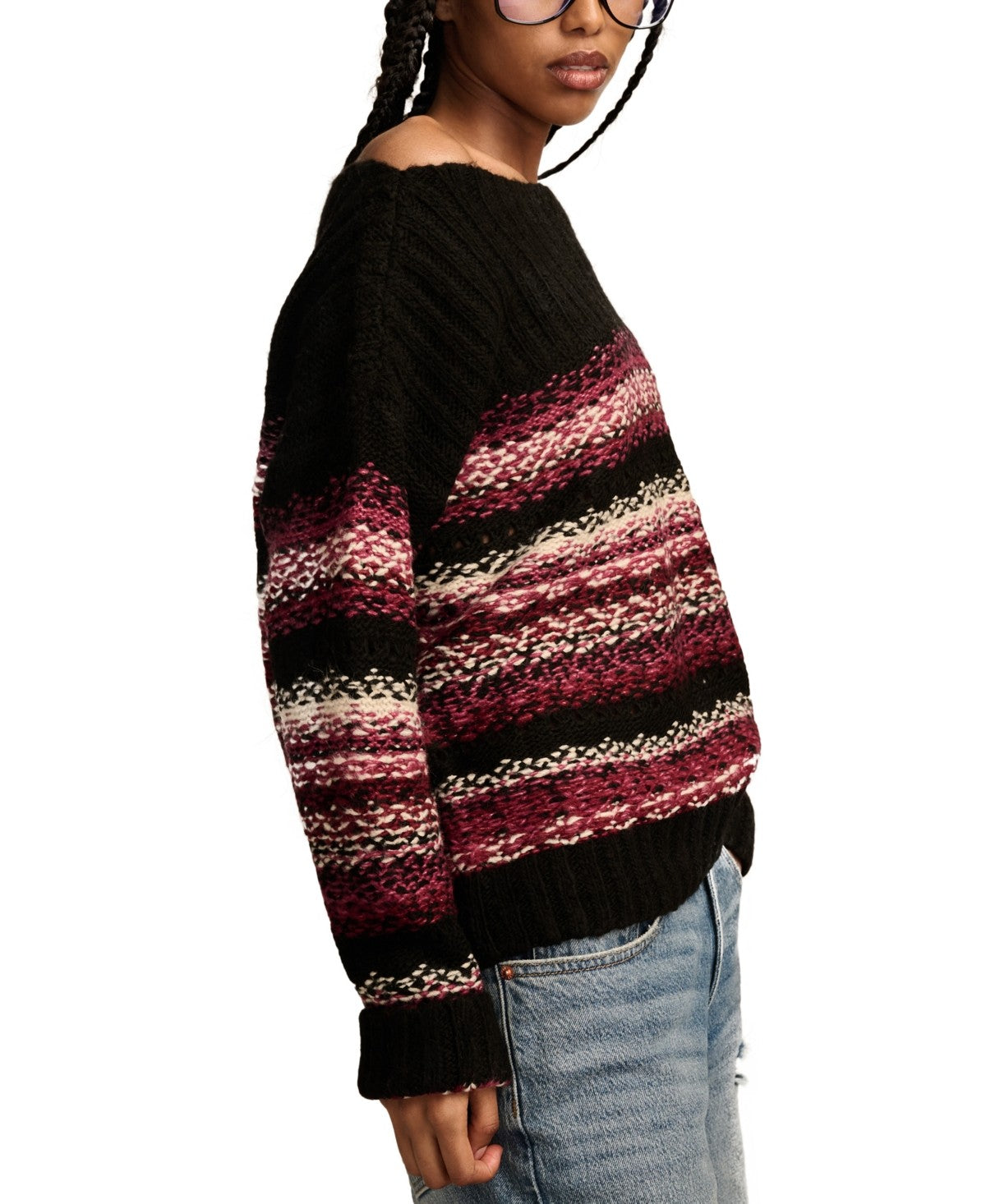 Lucky Brand Size XL Pink/Black Sweater