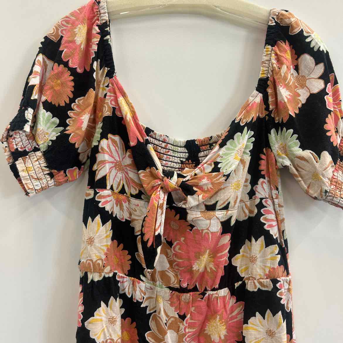 Roxy Size M Summertime Feeling Puff-Sleeve Dress - Anthracite Boogie Chillen