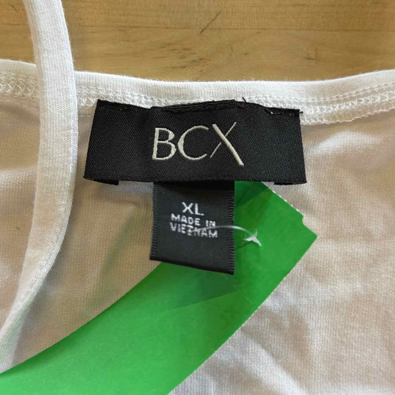 BCX Size XL Poplin Bubble-Peplum Square-Neck Top - Off White NWT