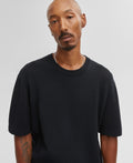 Mode of One Men's Relaxed-Fit Short-Sleeve Crewneck Sweater - Deep Black
