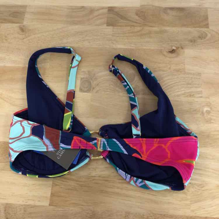 Vince Camuto Size S Floral O-Ring-Trim Bikini Top - Multi