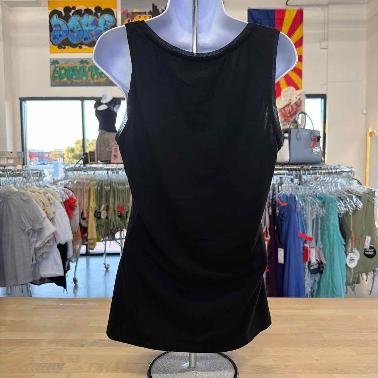 White House Black Market Size L Black Preloved Tank