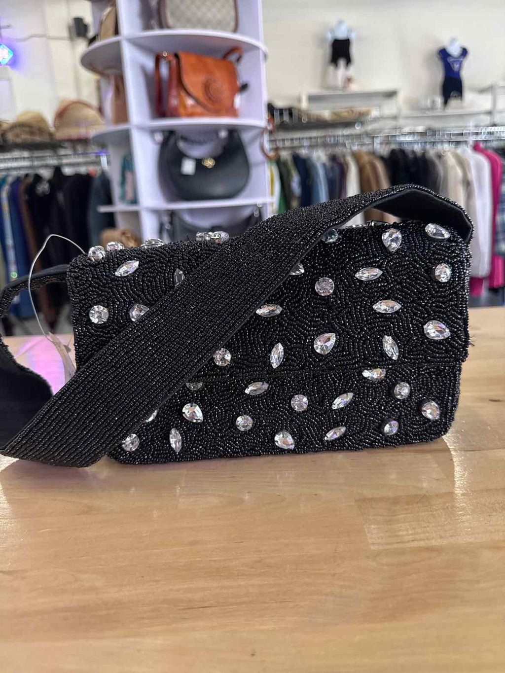 On 34th Black Evening Bag Beaded New Handbag