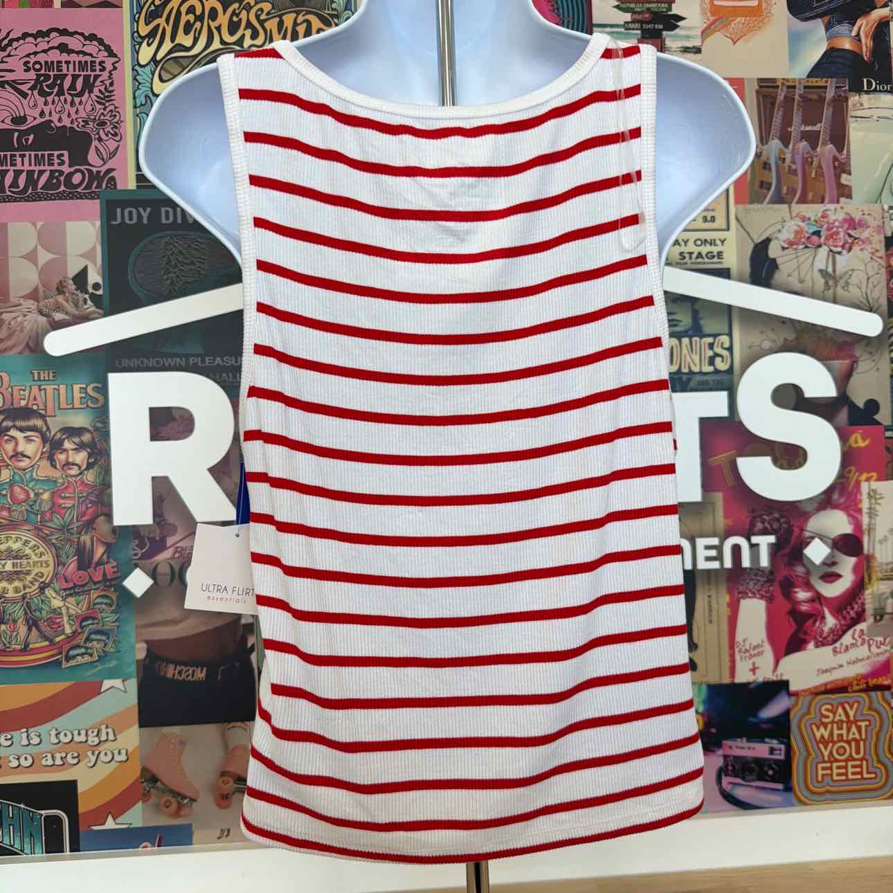 ultra flirt Size XL Striped Boat-Neck Tank Top