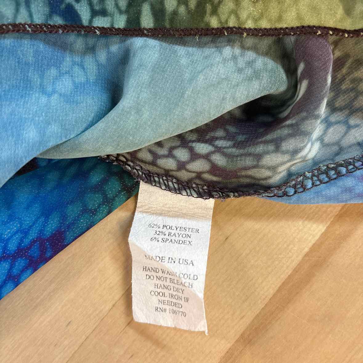 Topsy Turvy Size L Brown & Blue Blouse LS