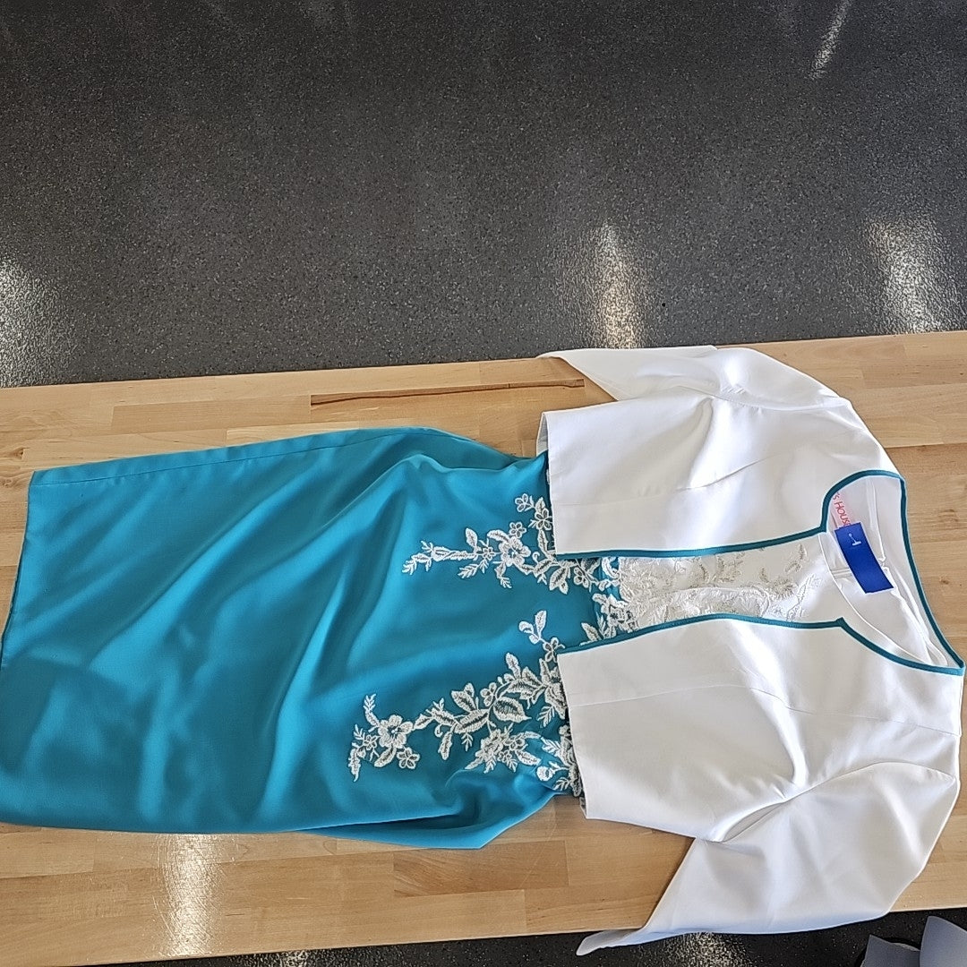 J J s House Size 8 Turquoise Dress with Jacket